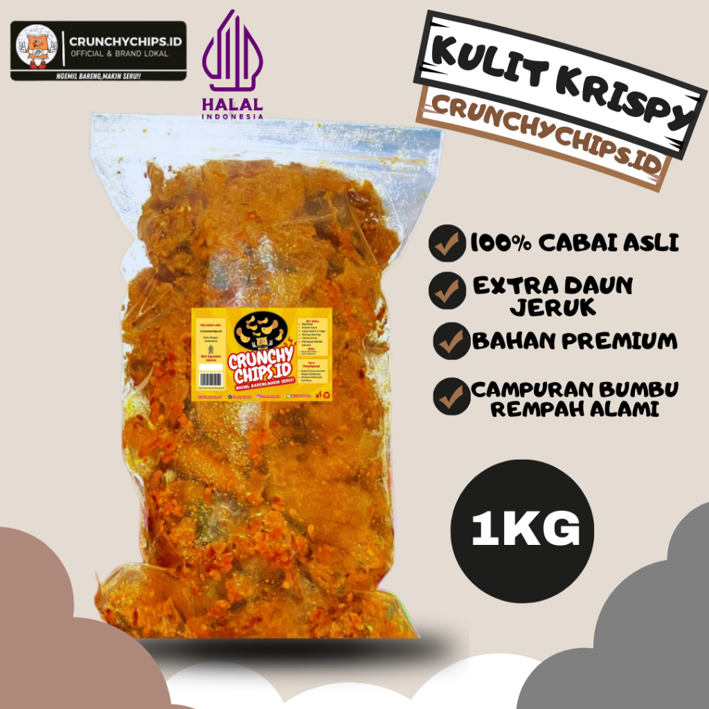 

Cemilan Kulit Ayam Crispy Sultan Premium Bumbu Cikruh Melimpah Pedas Gurih Daun Jeruk Kemasan 1kg