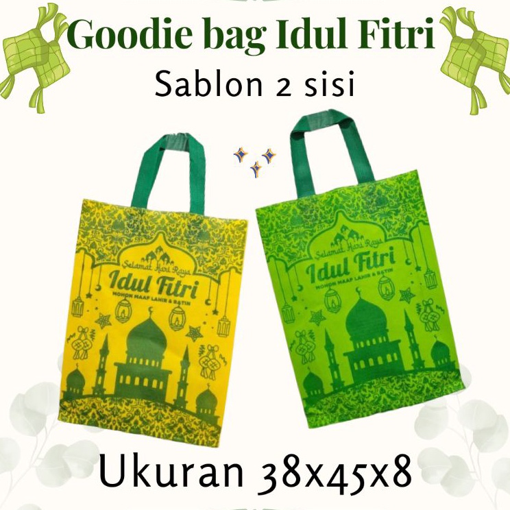 

Terupdate Tas spundbond lebaran 38x45x8 LUSINAN isi 12pcs Sablon 2 sisi New Series 224 Goodie bag lebaran