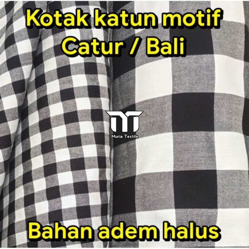Kain Kotak katun yandet motif catur / bali bahan adem