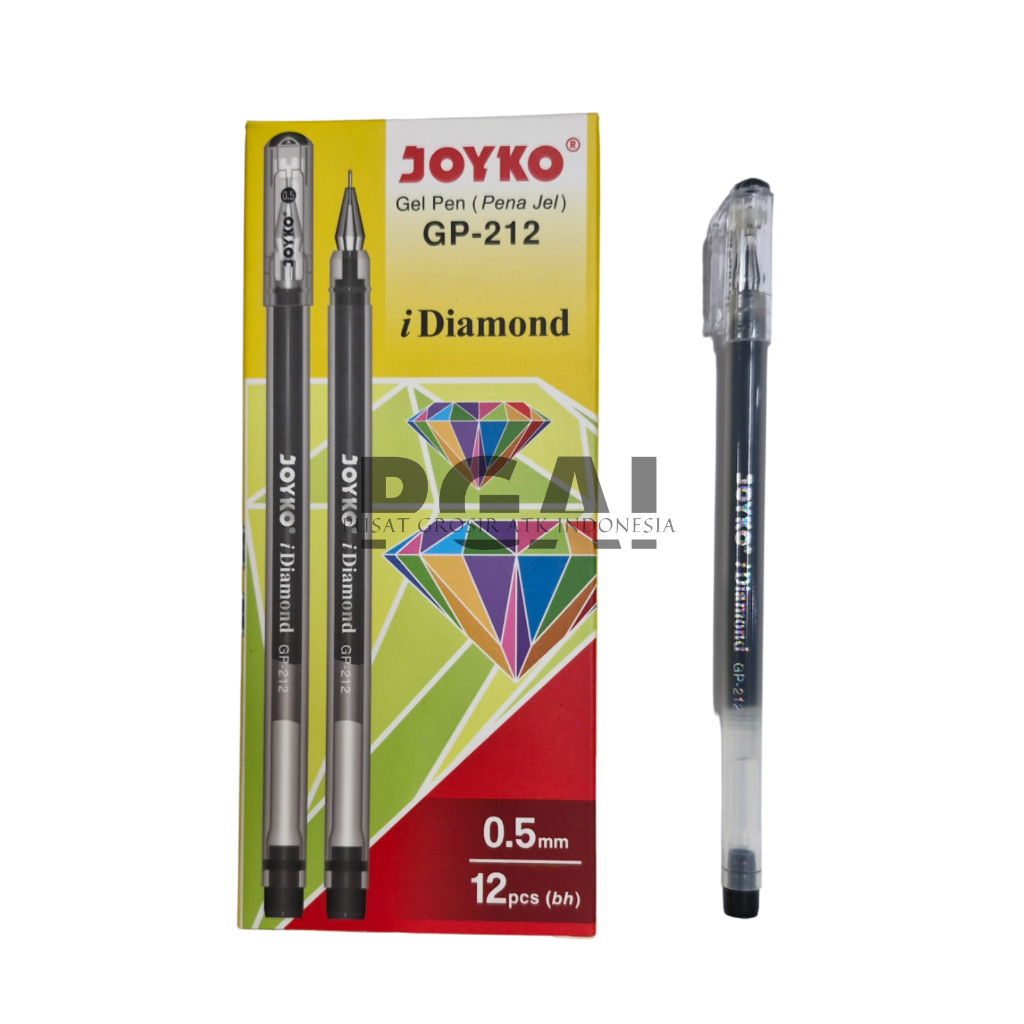 

BOLPOIN PULPEN GEL PEN PENA JEL JOYKO GP-212 DIAMOND 0.5 MM 1 PACK ISI 12 PCS TINTA HITAM