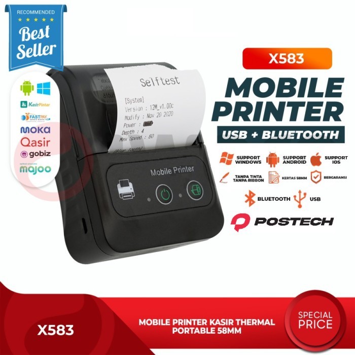 MINI PRINTER BLUETOOTH THERMAL 58MM IWARE BATTERY [ANDROID IOS]  MOKA/BRILINK/GOBIZ