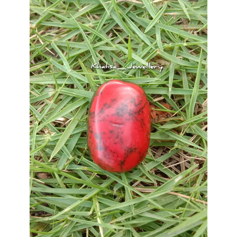 Batu Cincin Pirus Merah Urat Hitam..REAL PICT✅