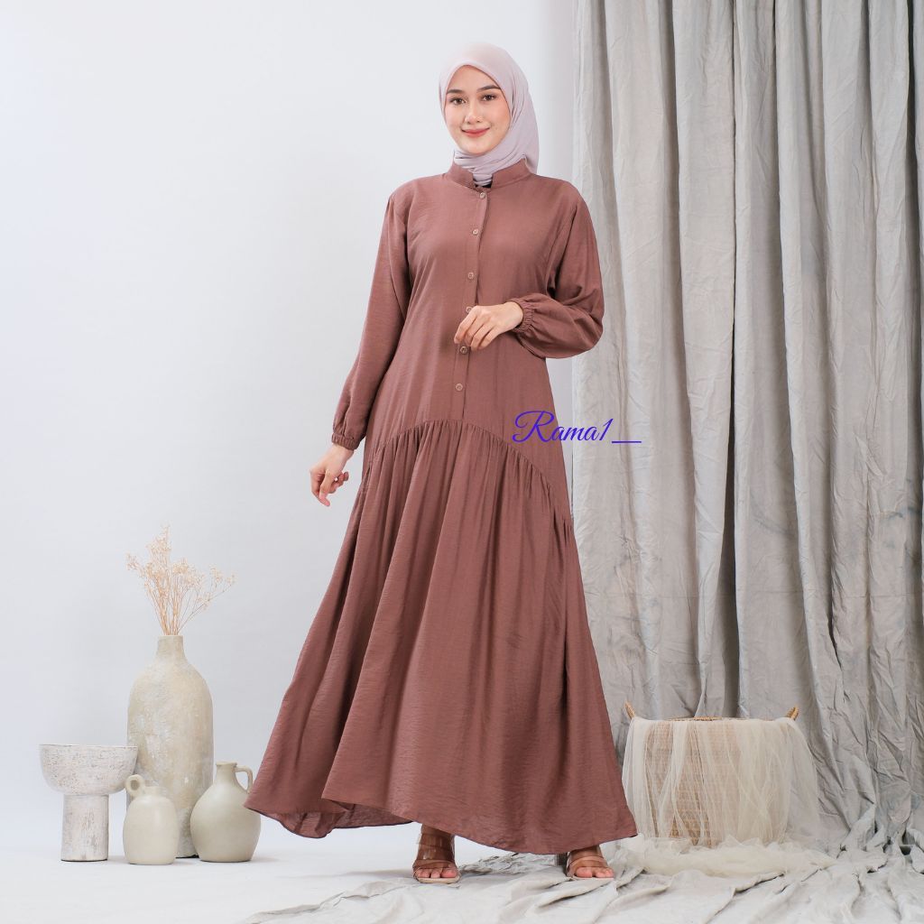 Shofia Gamis Polo Linen Polos Wanita model Payung