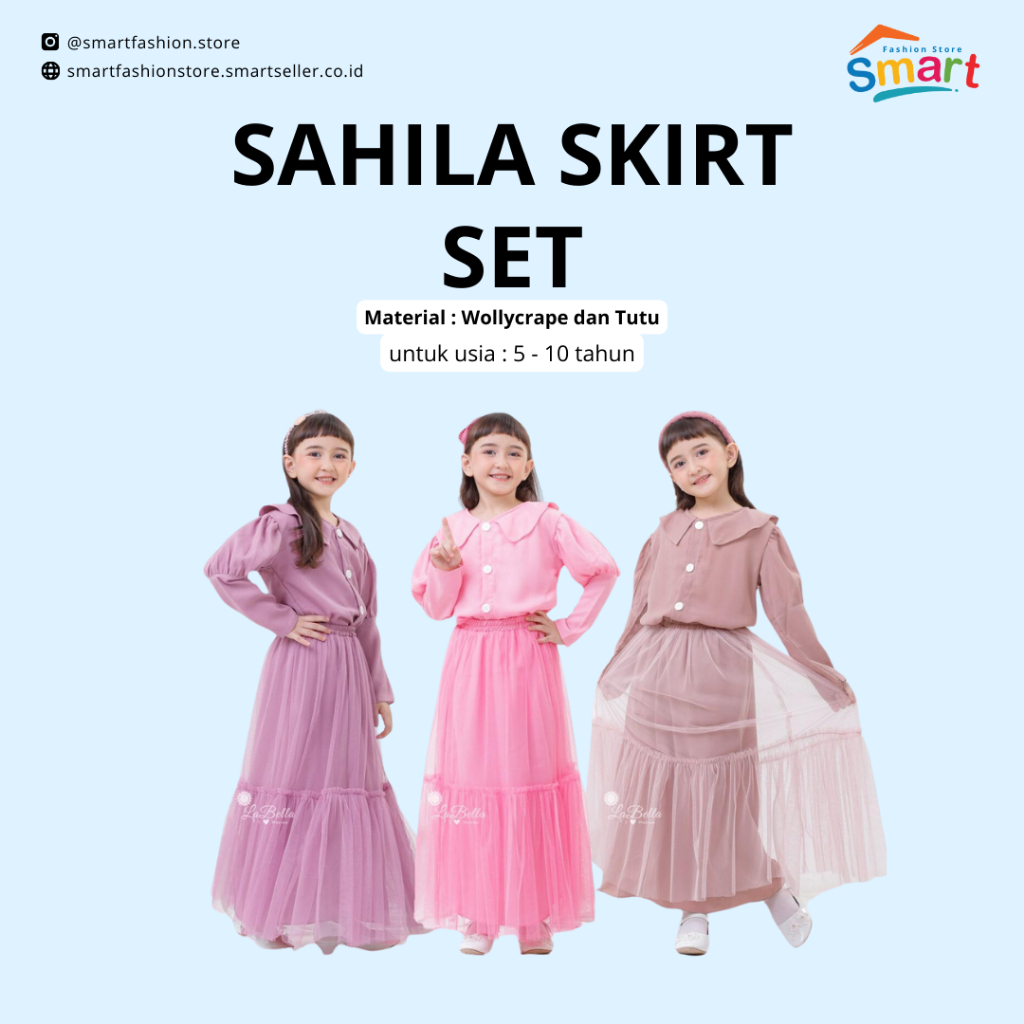 Setelan Rok dan Tunik Anak Sahila | 5-11thn | Sahila Set Rok Tutu | Labella