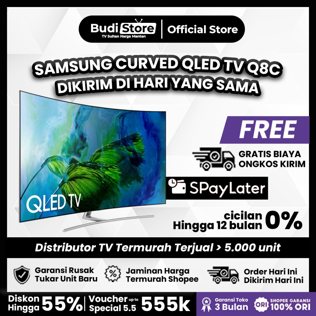 SAMSUNG QLED CURVED TV 55 inch 55Q8C Smart TV 100% ORIGINAL - BUDI STORE OFFICIAL
