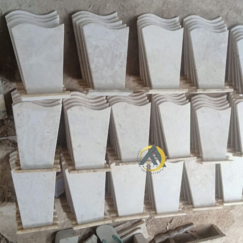 Vandel kosongan/polosan tanpa gambar atau stiker bahan marmer putih 20x14 harga bijian