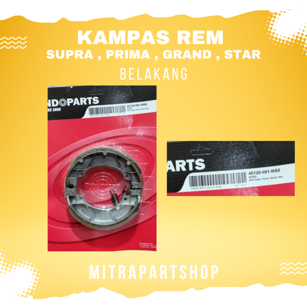 kampas rem grand belakang indopart