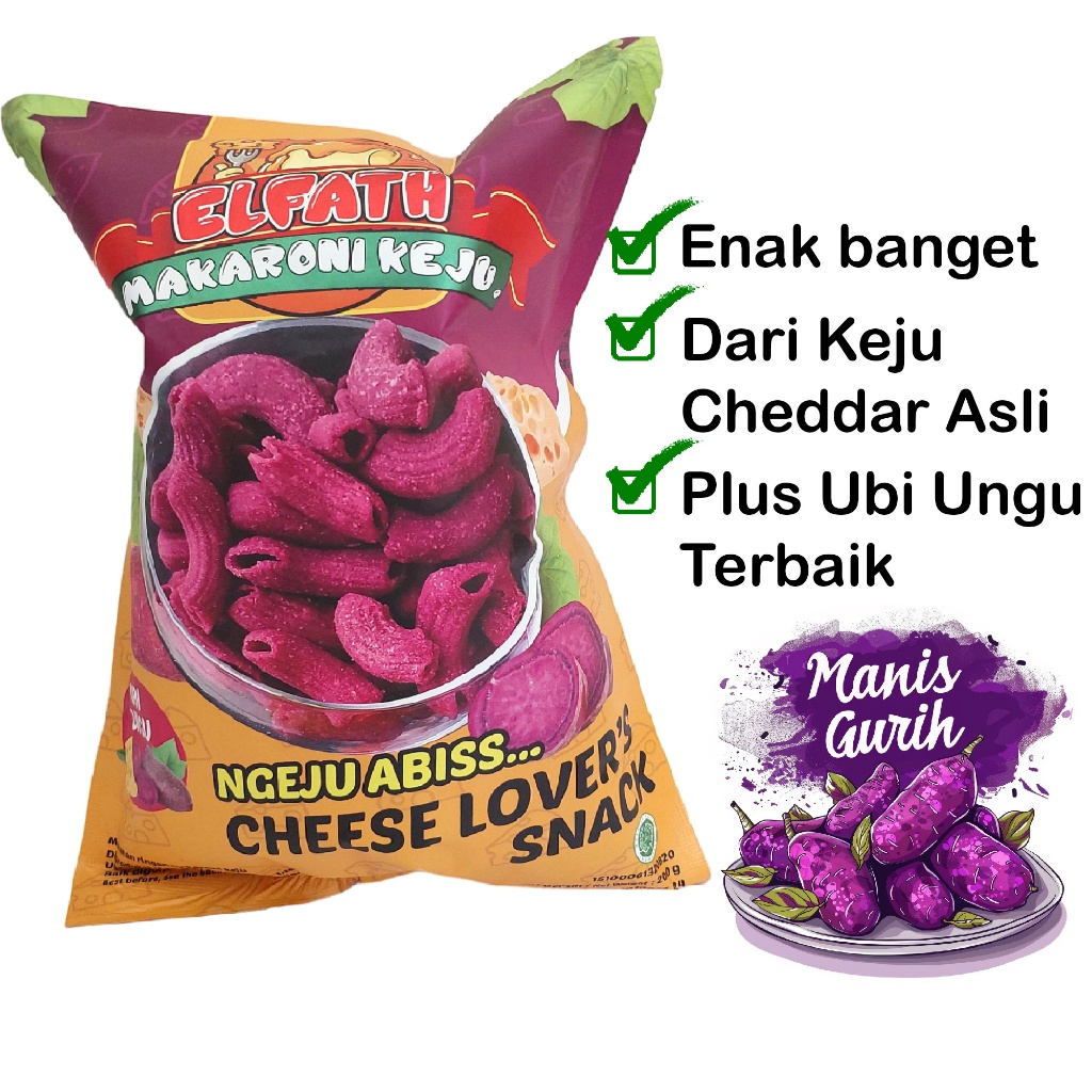 

ELFATH Makaroni Keju makanan ringan rasa keju Ubi Ungu