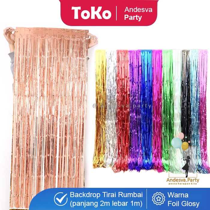 tirai foil rumbai pesta / backdrop foil rumbai / background foil tirai foil rumbai rumbai