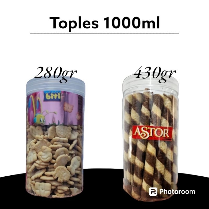 

Cemilan Toples 1000ml Camilan snack Branded Repack Toples
