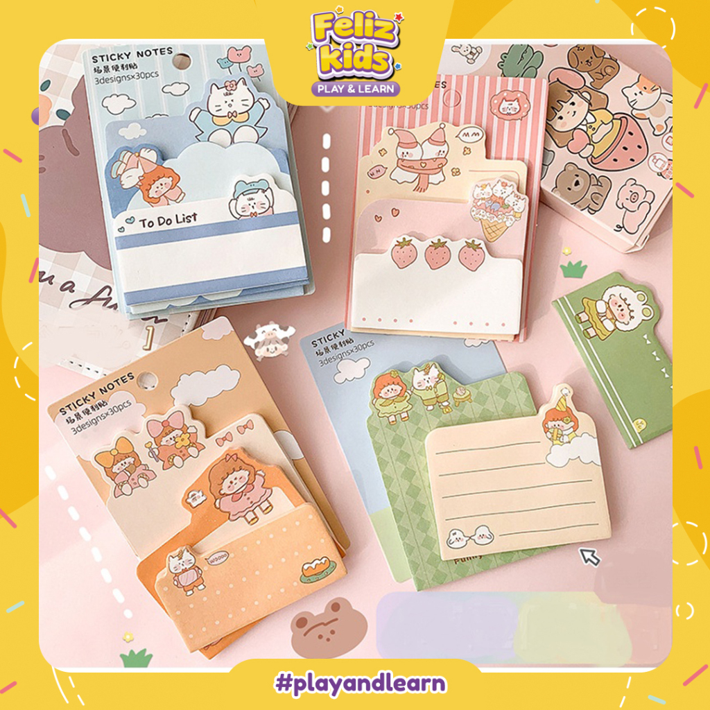 

[FELIZKIDS] [ATK18] Sticky notes 3in1 set daily life story Cute Cakep Trendy