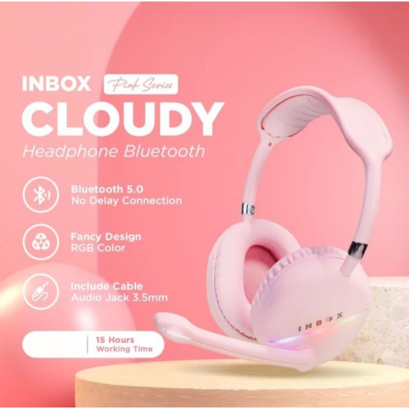 Inbox Pink Headphone Wireless Cloudy Limited Edition - Inbox Pink