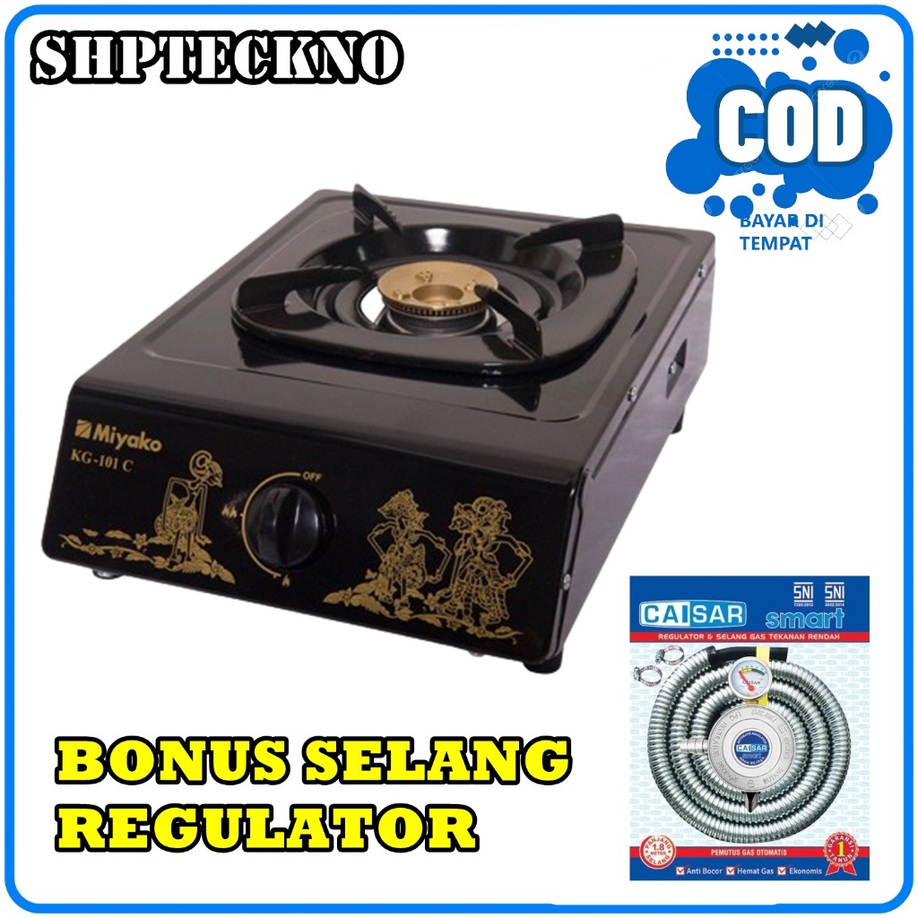 MIYAKO KG101C Kompor Gas 1 Tungku Stainless BONUS SELANG GAS