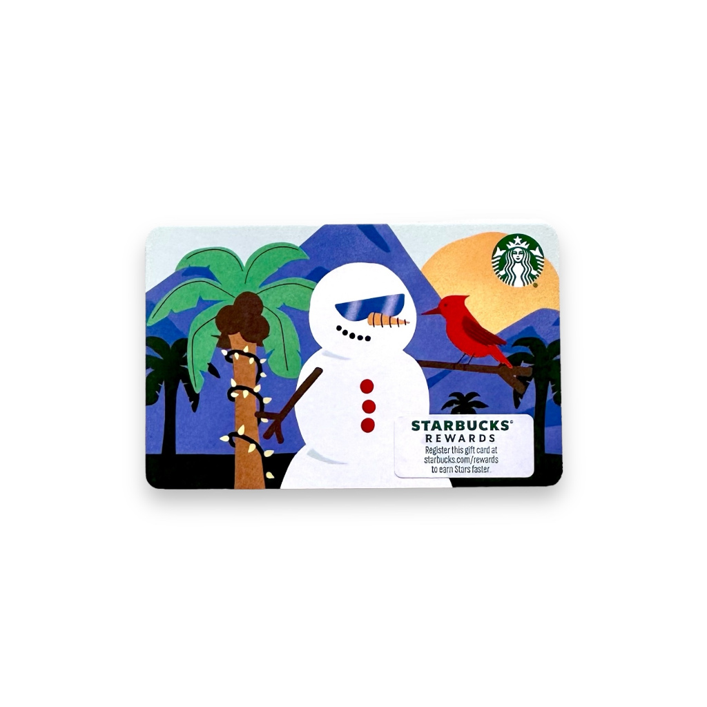 Starbucks Card Tropical Snowman 2022 Holiday Kartu US Paper Palm Tree