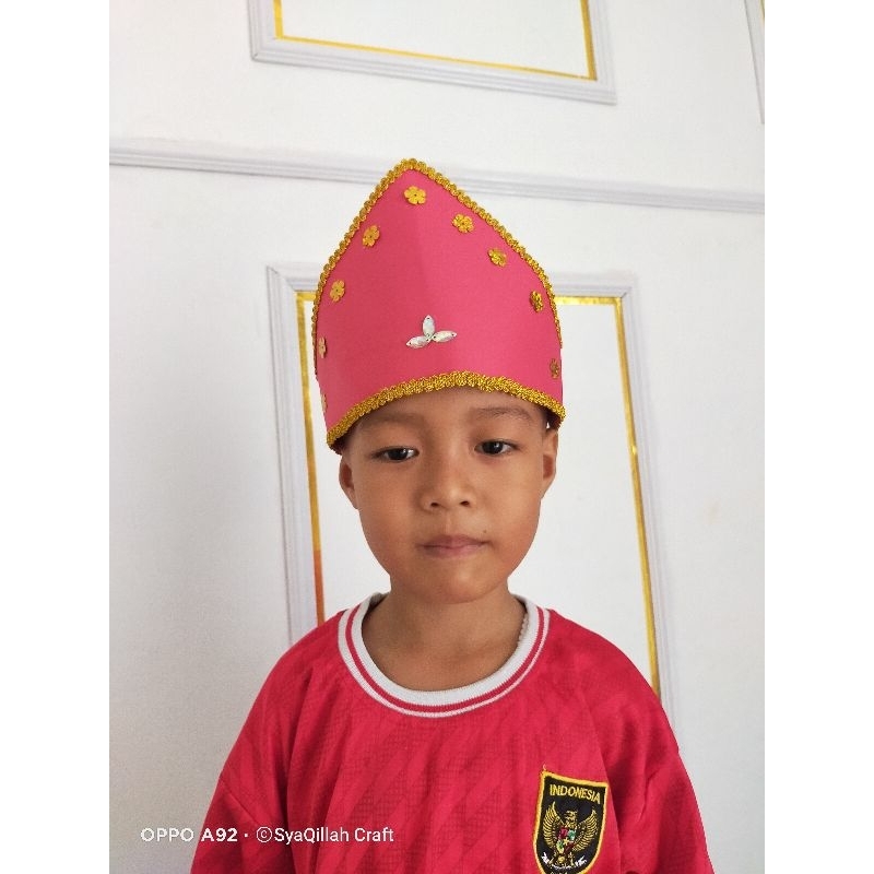 topi adat /karnaval Merah(karton Manila) promo