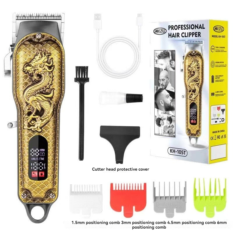 Alat Cukur Rambut Elektrik Hair Clipper Alat Potong Rambut Cliper Rambut Naga Emas Cordless Professi
