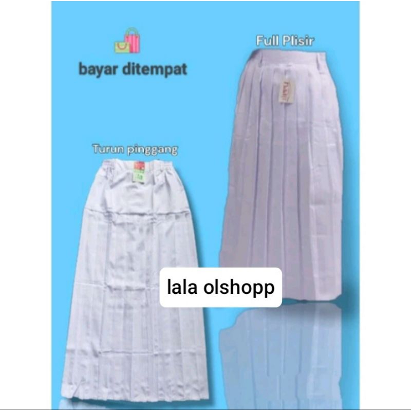 0SERAGAM SEKOLAH ROK PANJANG PUTIH SD ,SMP, SMA REMPEL LIPIT TURUN PINGGANG ROK