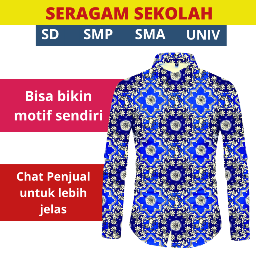 SRIRAJA Batik seragam sekolah batik motif logo sekolah bebas desain