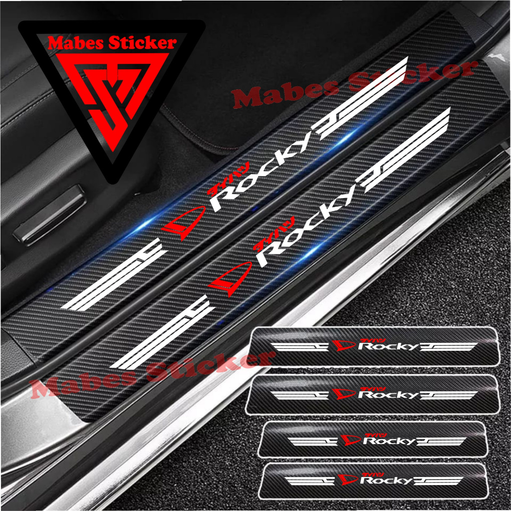 sticker sill plate carbon 3d mobil rocky sticker karbon 3d pelindung pijakan bumper bagasi daihatsu 