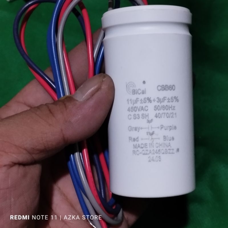 Kapasitor mesin cuci sharp 2tabung mesin cuci sharp 11+3uf