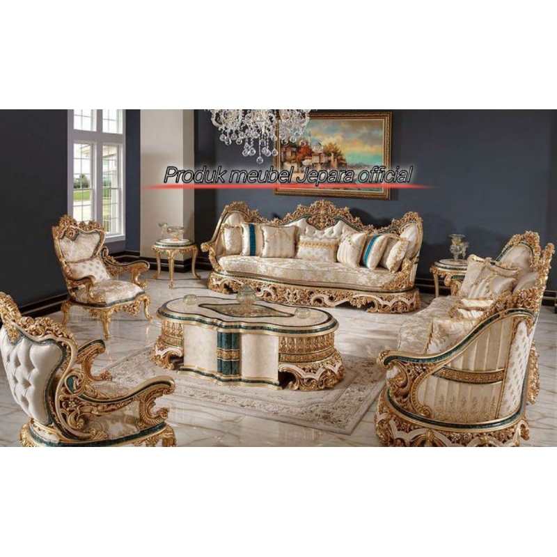 Kursi tamu raja / Kursi tamu ukir mewah / Set sofa tamu sultan ( Ori )
