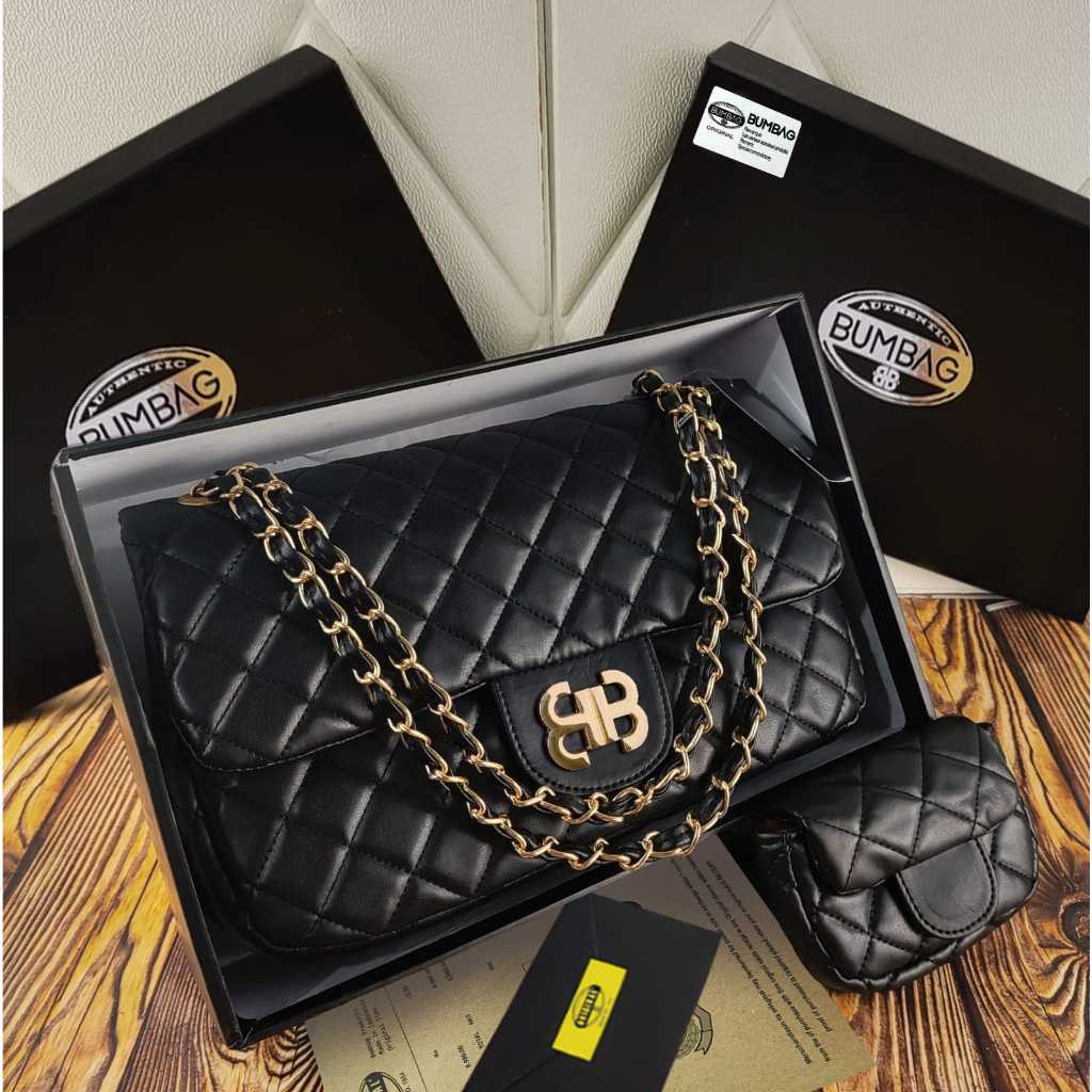 BAMBEG - TAS WANITA MAXI SLINGBAG TAS BATAM IMPORT WOMEN BAGS - TAS MAXI FREEBOX ASESORIS GOLD IMPOR