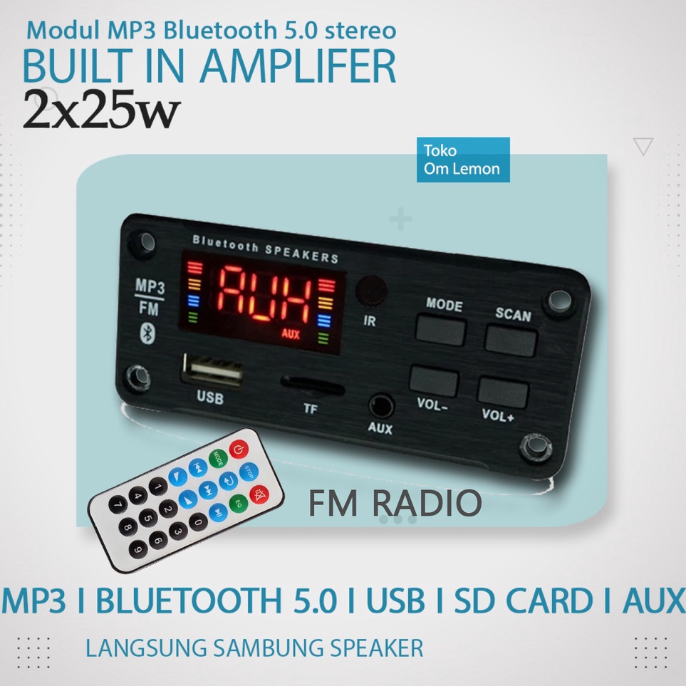 KODE K3I7 2 MP3 modul bluetooth 12V dilengkapi amplifier 2x25watt