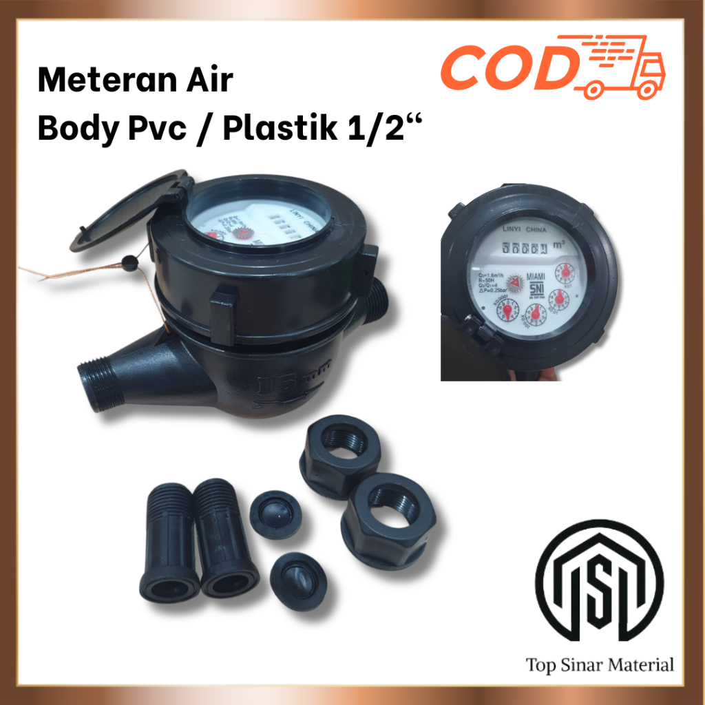 Meteran Air Miami Water Meter 1/2" Body Pvc