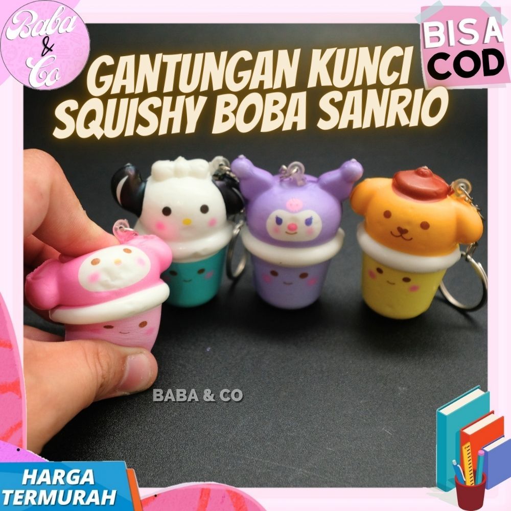 GANTUNGAN KUNCI SQUISHY BOBA SANRIO KEYCHAIN SQUISHY SANRIO BOBA UNIK LUCU COD