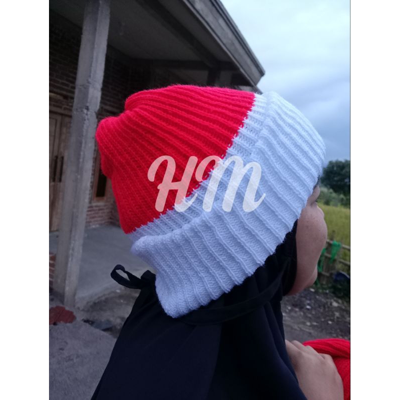kupluk merah putih kupluk wanita kekinian kupluk bannie head kupluk abah aos