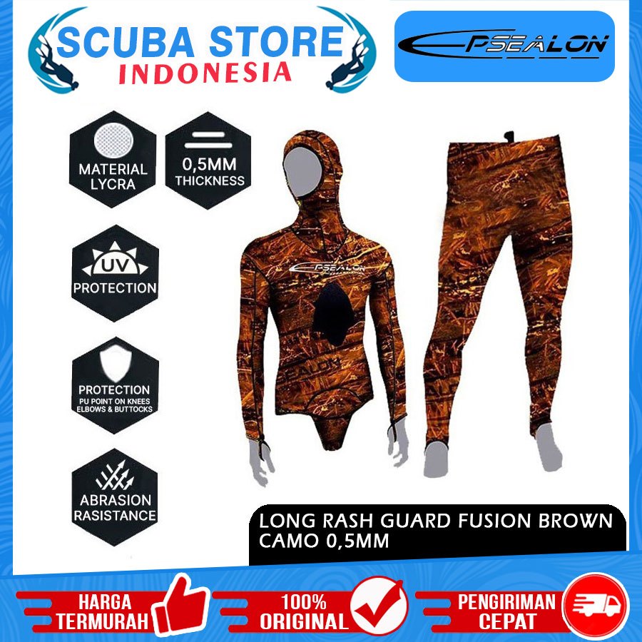 Long Rash Guard Epsealon Fusion Brown Camouflage 0,5mm Camo Camoflage Wetsuit Baju Selam Scuba Divin