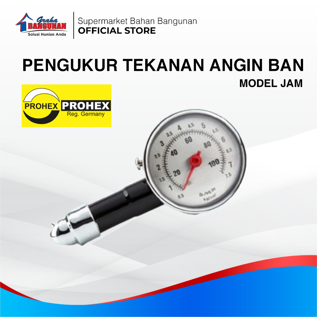 Alat Pengukur Tekanan Angin Ban | Tire Pressure Gauge merk PROHEX