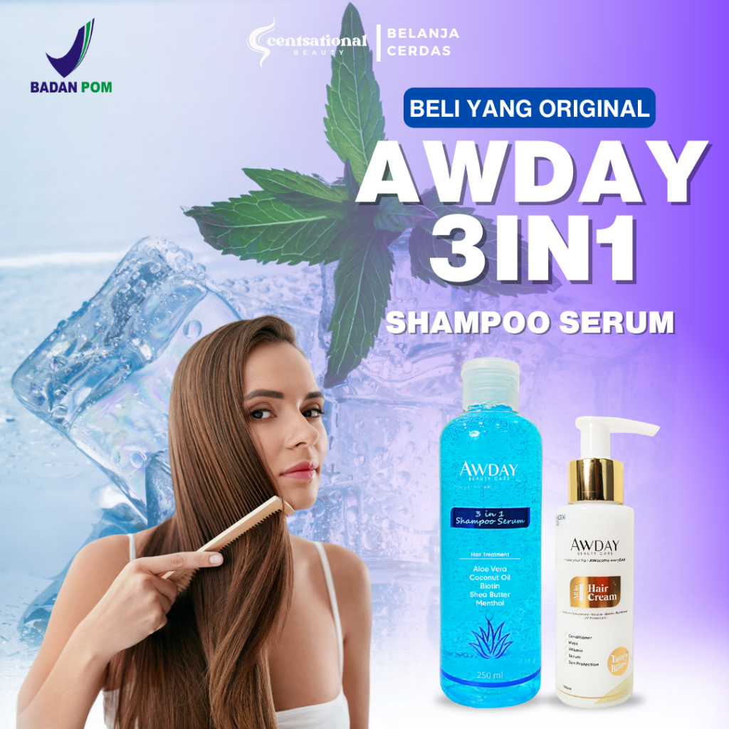 Sampo Awday Shampo 3in1 Shampoo Serum Hair Dan Conditioner Pemanjang Rambut Dengan Cepat Menumbuhkan