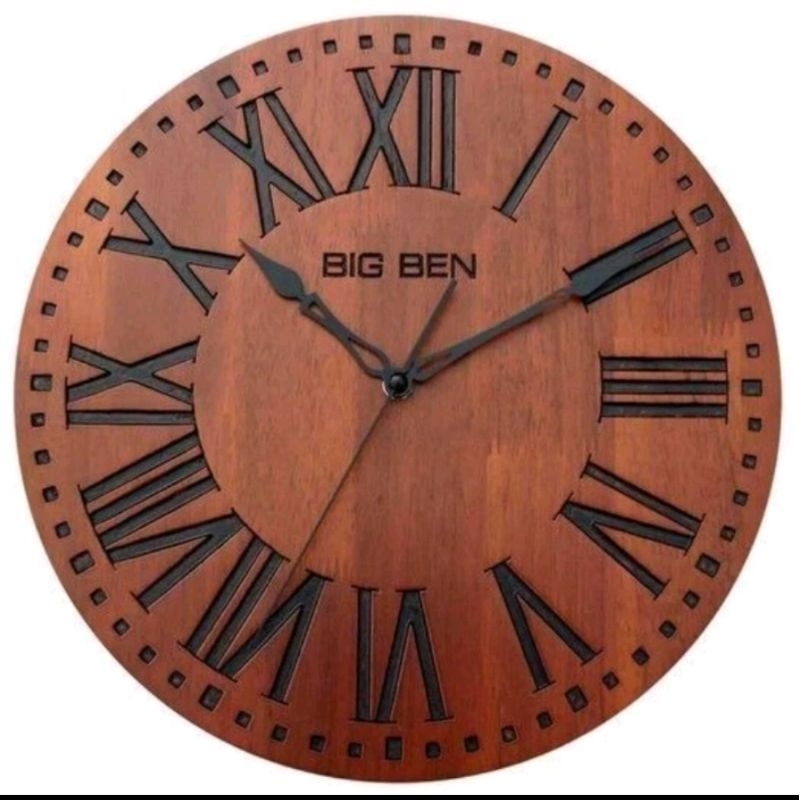 jam dinding kayu diameter 45 cm big ben