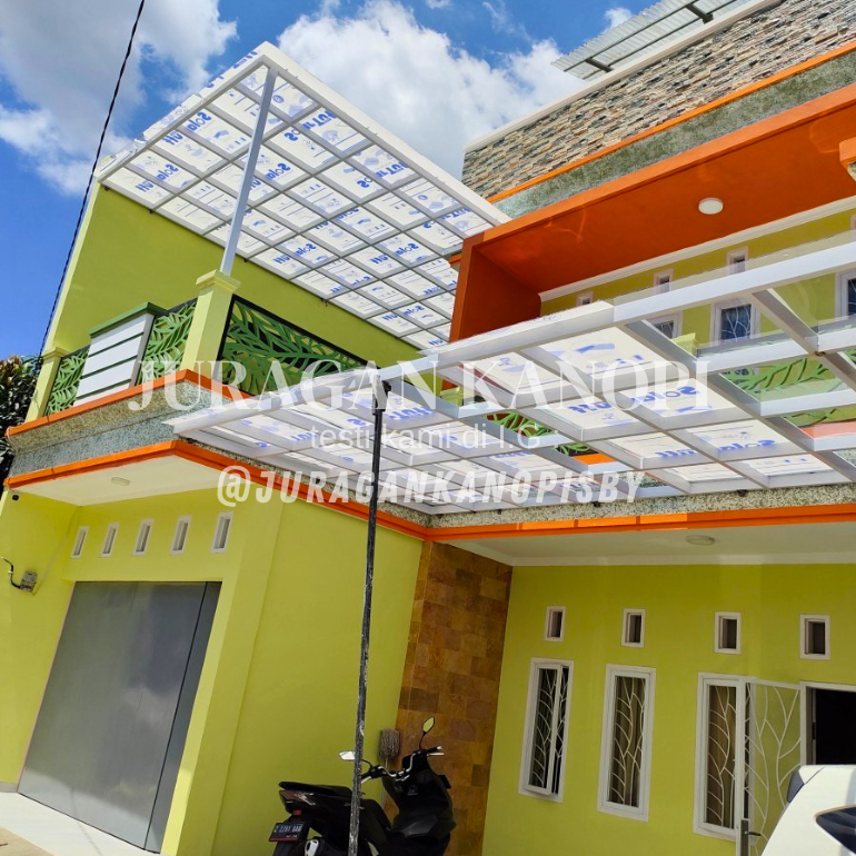 kanopi solarflat 3mm rangka baja