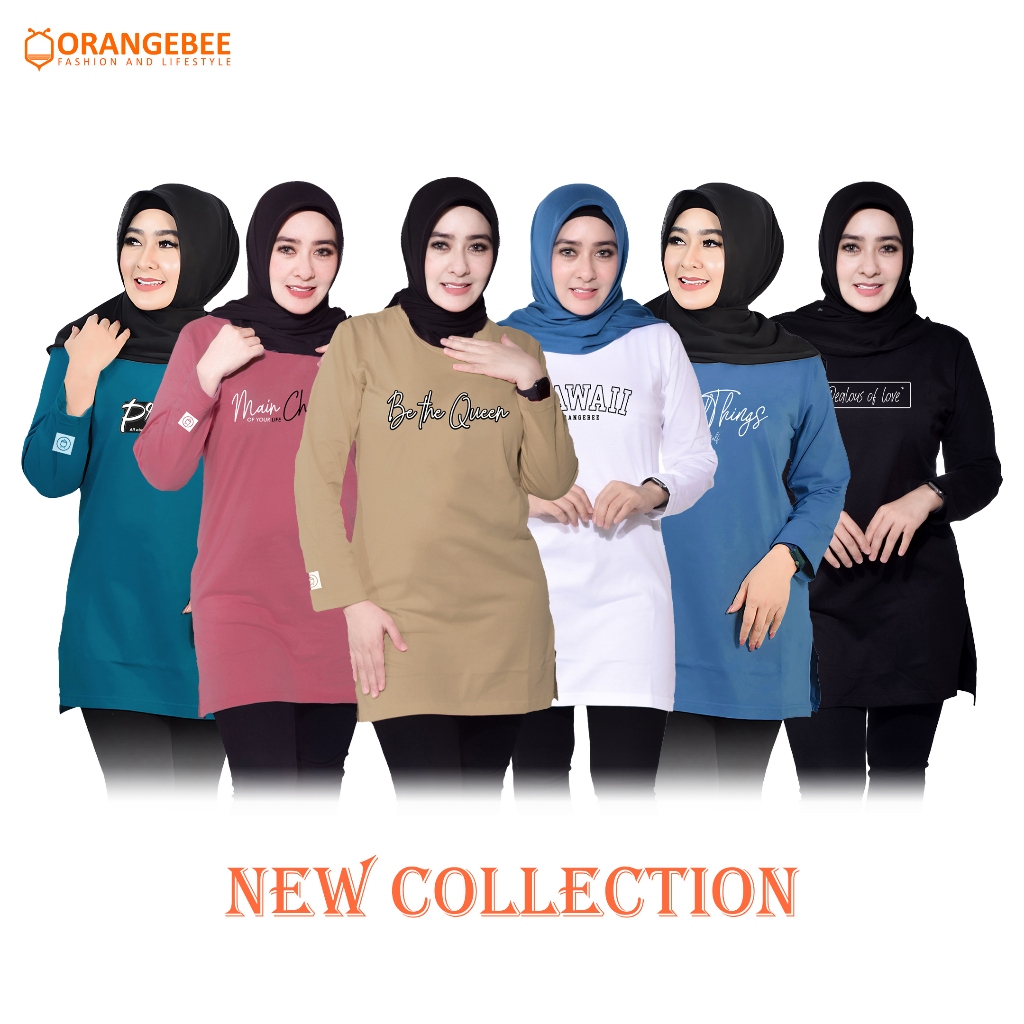 Tunik kaos Wanita - OrangeBee New Collection - Tunik Kaos - Tunik Muslimah - Tunik Kekinian - Tunik 