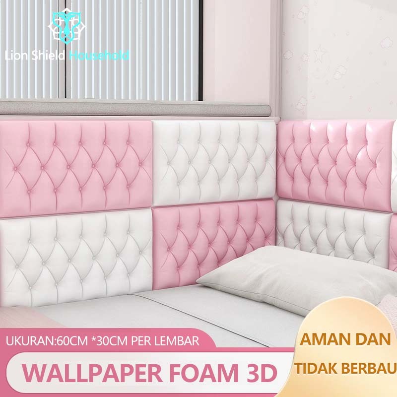 Wallpaper Foam 3D (30x60CM / 34x34CM) Headboard Bed Wall Sticker Dinding Walpaper Busa Dinding Dekor
