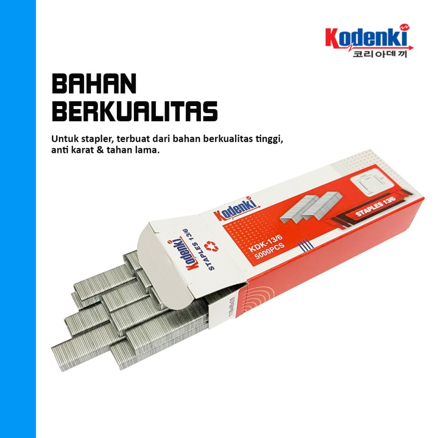 

Isi staples 13/6 (6mm) tembakan tangan R23 isi gun tacker 5000 kodenki