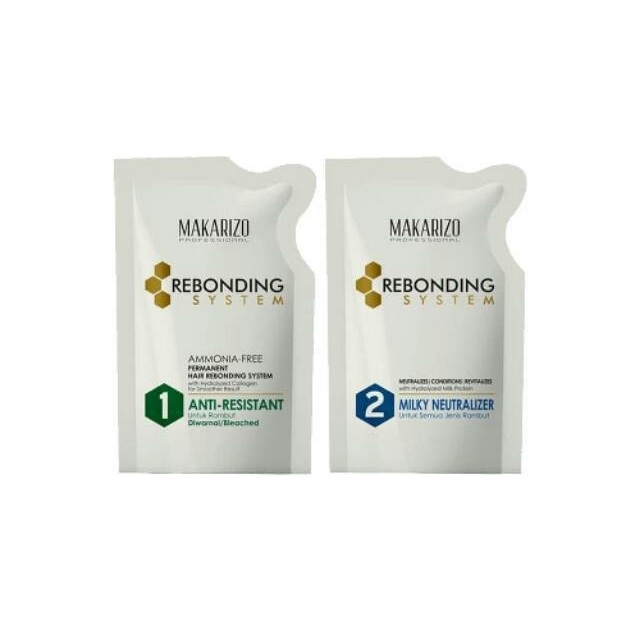 Pelurus Rambut Keriting Makarizo Rebonding 125 Ml Step 1 dan step 2