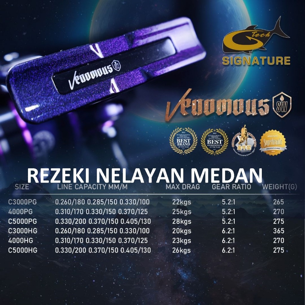 Reel G-TECH Venomous SW 3000 / 4000 / 5000 | Reel G-TECH Super Ringan