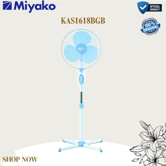 MIYAKO KIPAS ANGIN KAS 1618B GB STAND FAN/KAS-1618BGB/KAS1618BGB/KIPAS ANGIN ORIGINAL MIYAKO/GARANSI