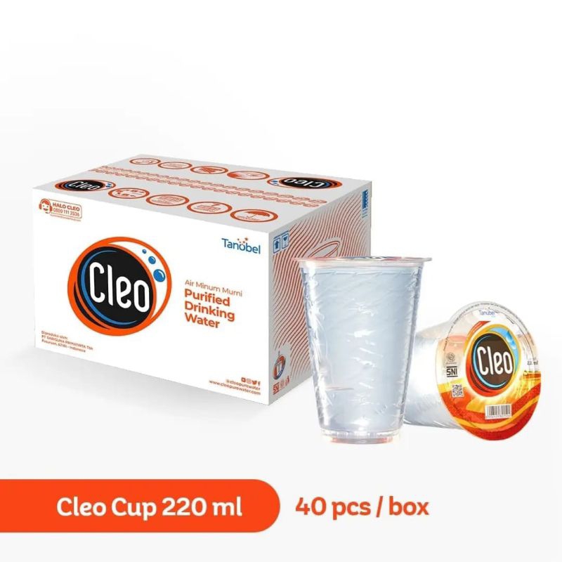 

AIR MINUM Merk CLEO CUP 220 ML ISI 40 PCS