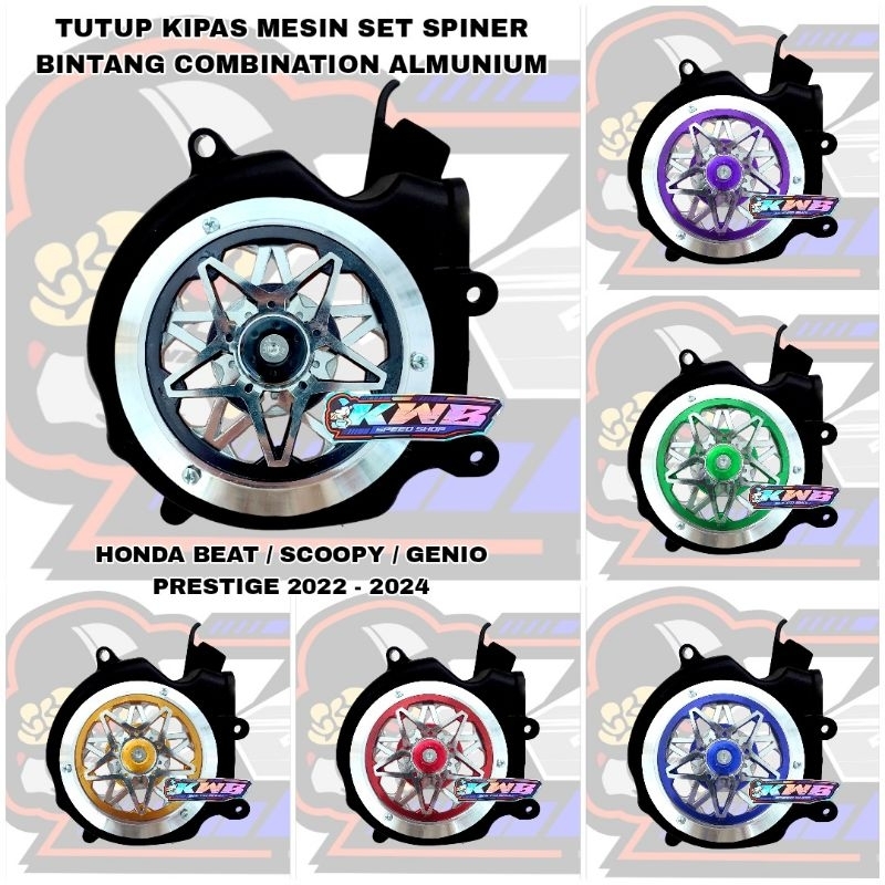 Tutup kipas cover mesin set spiner bintang combination almunium honda beat prestige 2022 - 2024 / sc
