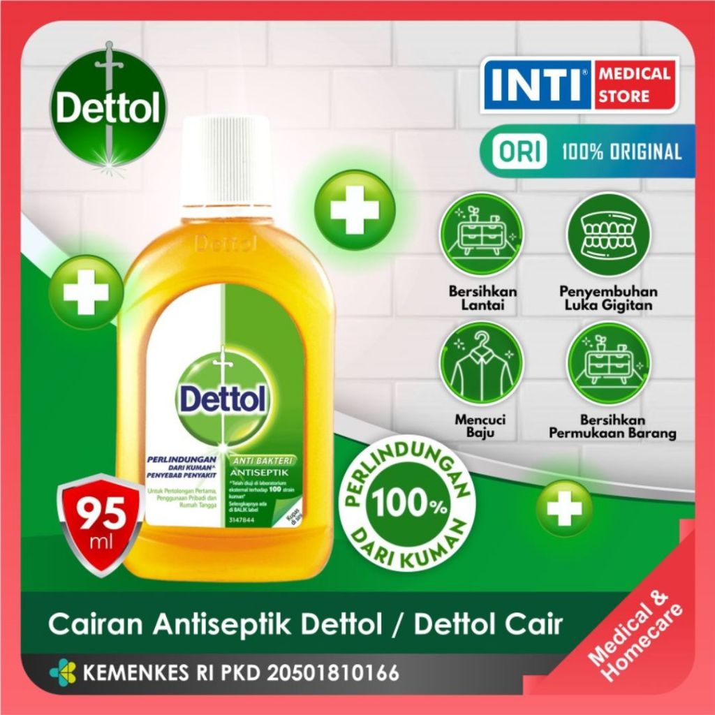 DETTOL Antiseptik Dettol / Cairan Antiseptik Dettol / Dettol Cair - 95 ml