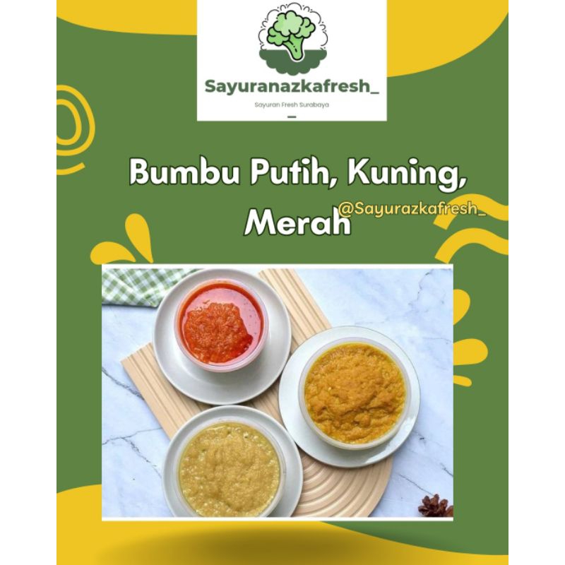 

Bumbu giling Putih, Kuning, Merah [200ml Botol]