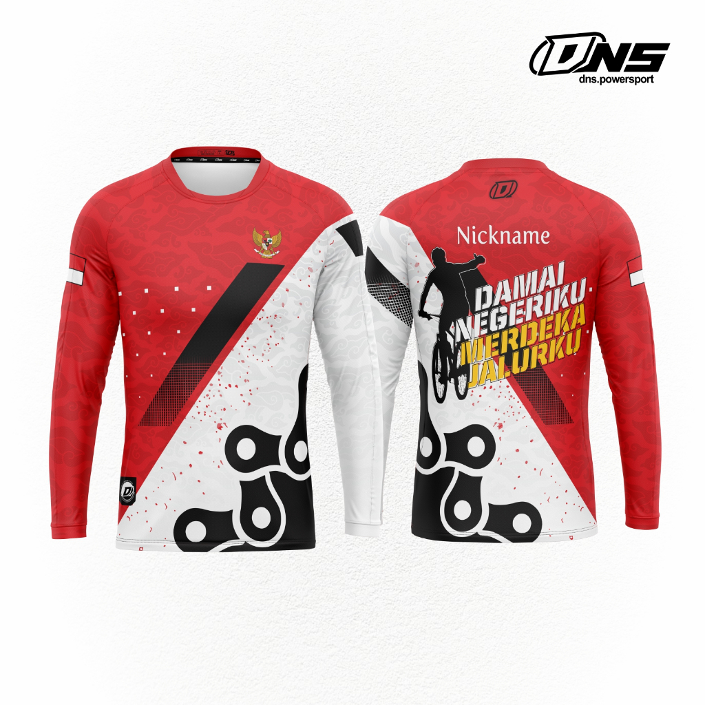 Kaos baju zipper jersey sepeda garuda merah putih custom full printing Rp125.000