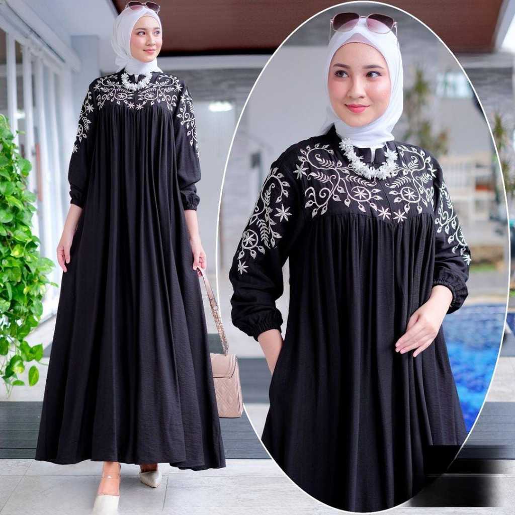 dress jumbo bordir ld 100 110 120 gamis jumbo model terbaru