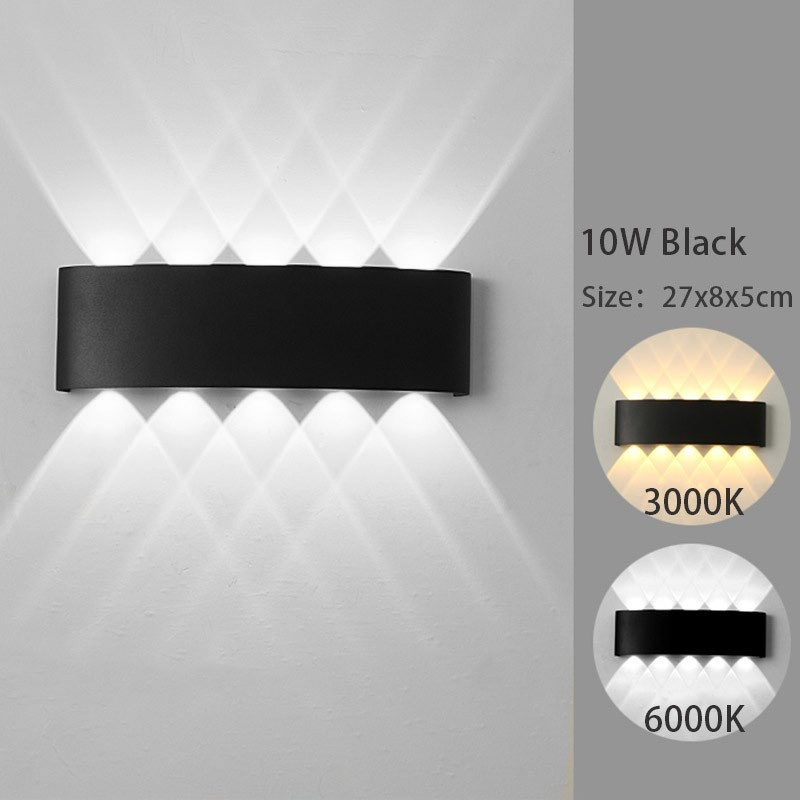【Ini bukan lampu tenaga surya!】Lampu Dinding Taman Outdoor COB 4 MATA 6 MATA 8 MATA / LED Wall Light Minimalis 4X1W LAMPU TEMPEL COCOK UNTUK TEMBOK PILAR OUTDOOR INDOOR RUMAH-10WHitam-cahaya puti