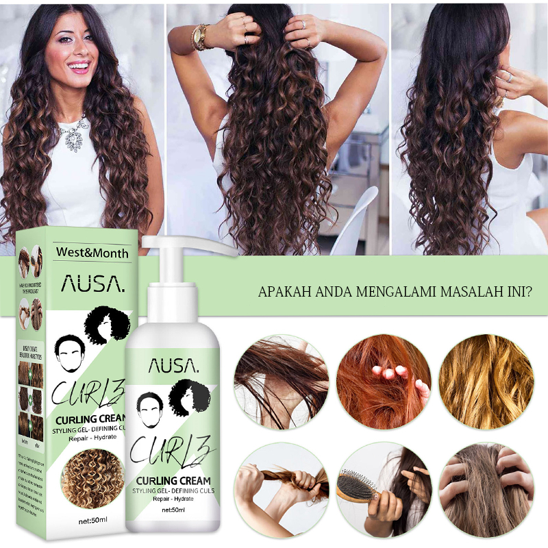 RB Cream Rambut Keriting Gel Rambut Keriting 50ml Perawatan Rambut Keriting Curl Cream Elastin Tidak