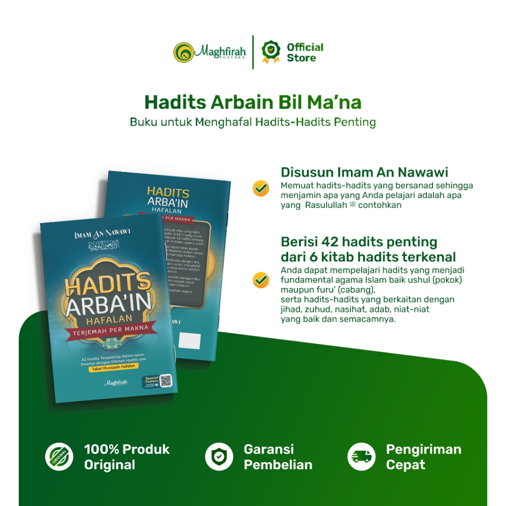 Maghfirah Pustaka Buku Hadits Arbain Hafalan An Nawawiyah Terjemahan Per Makna Audio Murottal